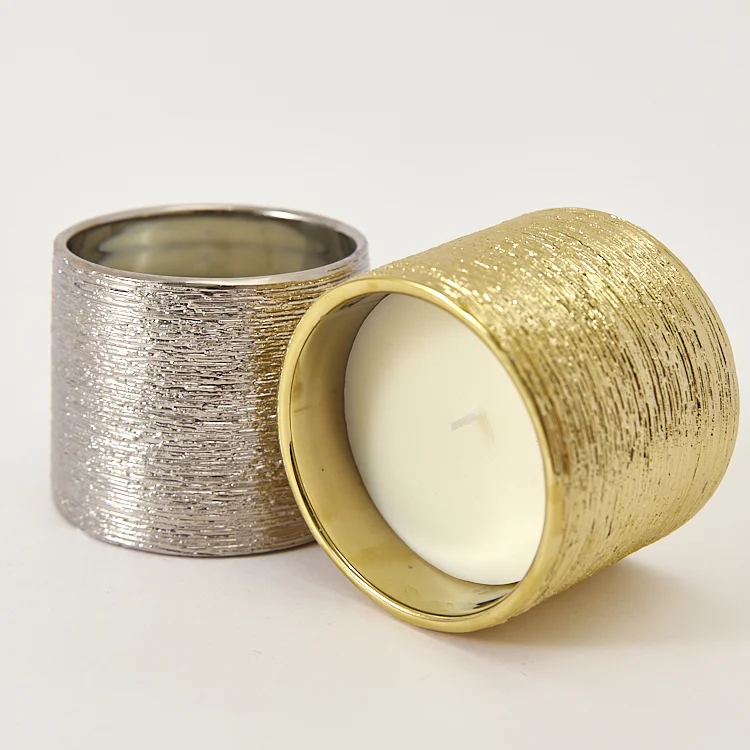 15oz  Gold Silver Ceramic  Electroplate drawing process  Candle Jar wholesale  Recyclable