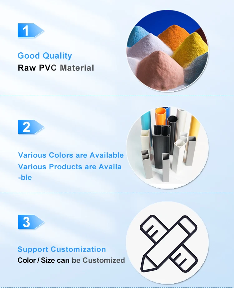 custom cut plastic tubes  blue gray upvc pipes 3 Inch sizes square astm electrical plastic square tubing pvc pipe