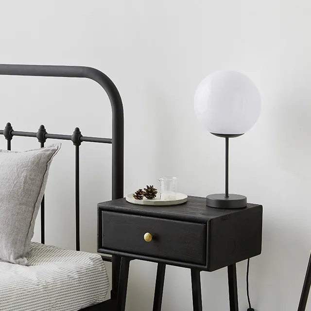 New Classical home deco design living and study room milk white  glass marble single ball table lamp HT82191T-1T