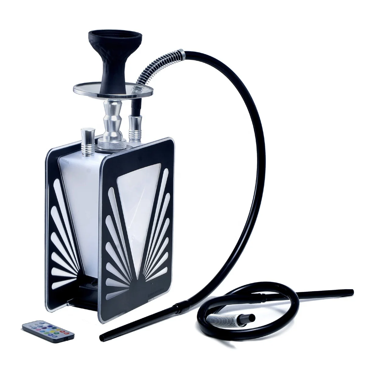 Jiaxin Factory Wholesale square Shisha Hookah Set LED 2 Hose Hookah Shisha