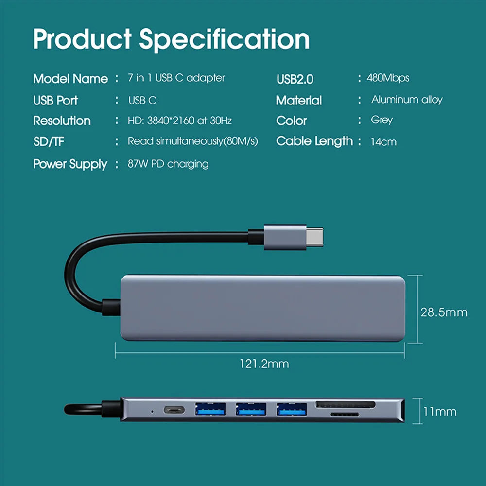 Usb Pd зарядные электронные устройства 7 в 1 Тип c концентраторы 3 usb pd hdtv с SD TF портов концентратор для Mabook pro