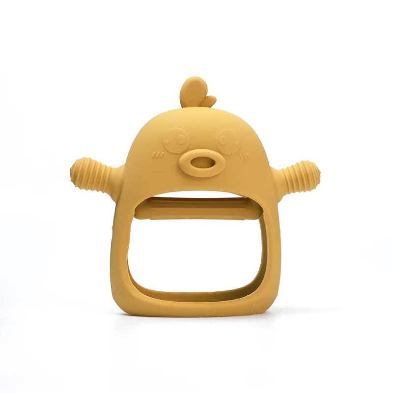 Teether Food Grade Cute Duckling Glove Teether Baby Infant Teething Teething Soother Silicone Teether