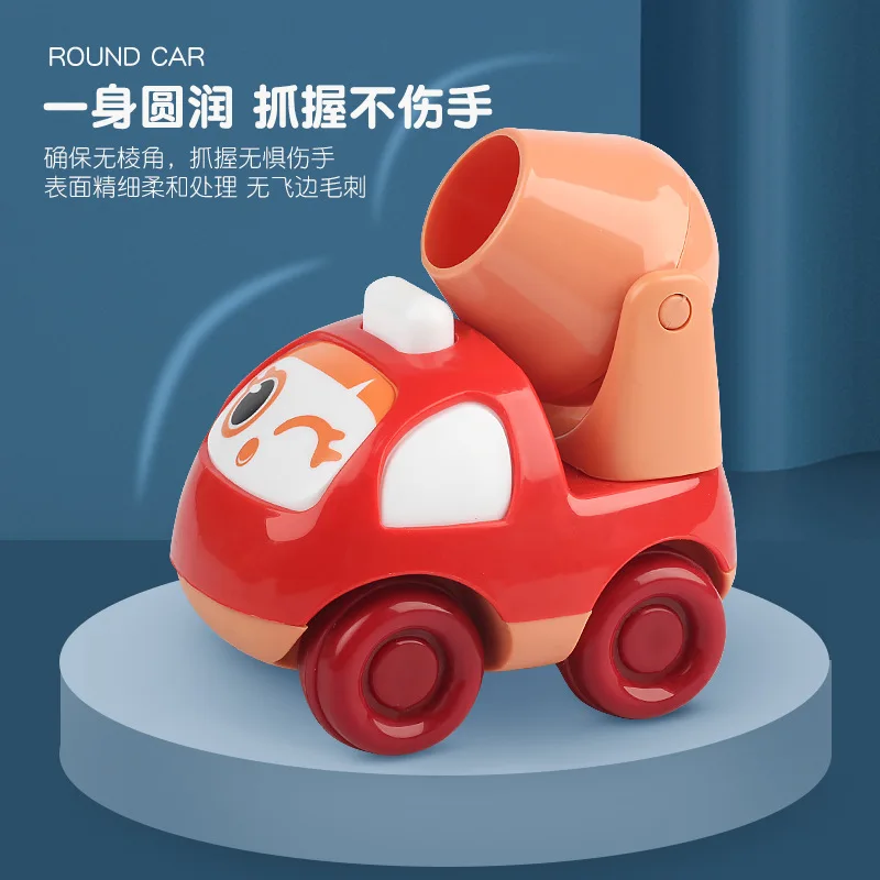 High Quality Kids Cartoon Cute Expression Inertial Car 2 Style 4 Colors Mixing Friction Function Engineering Vehicle Toys