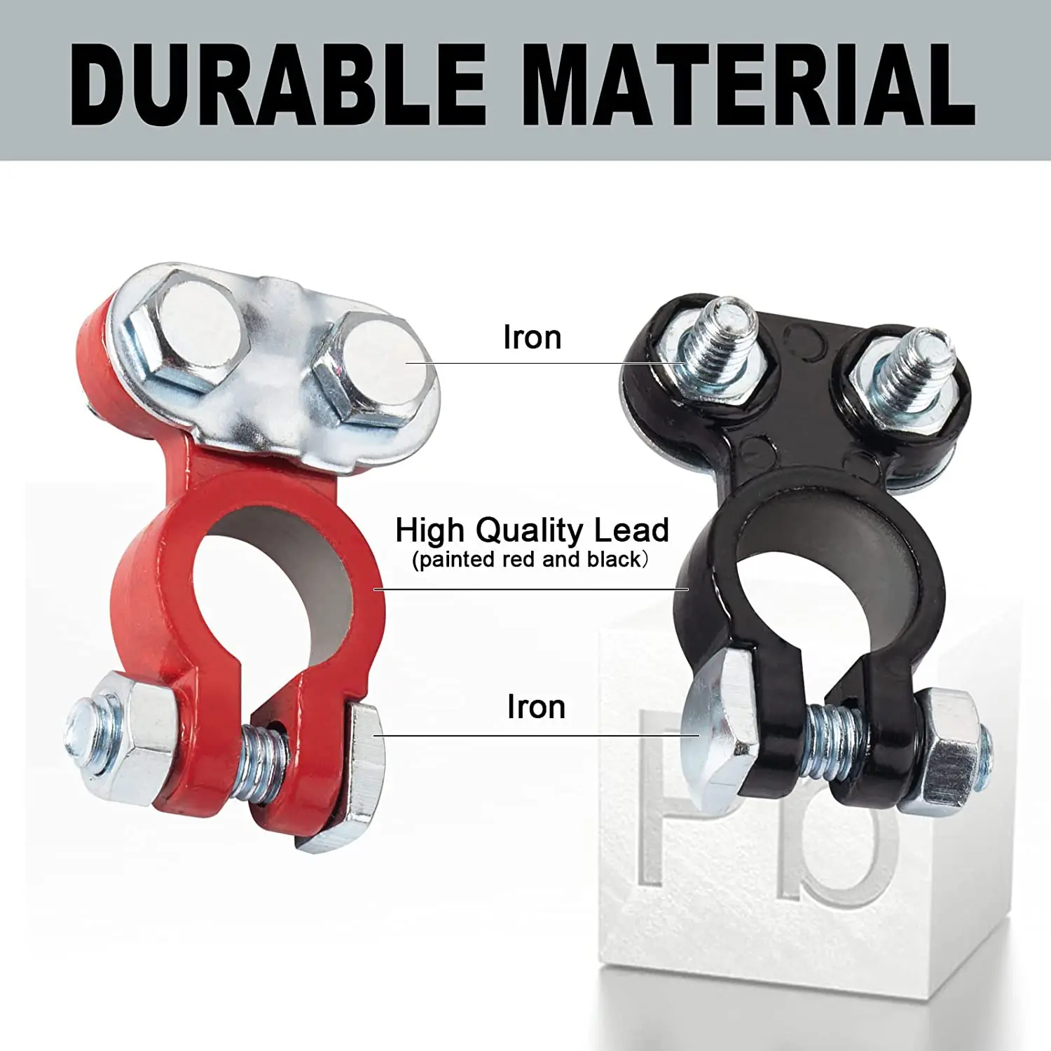 RTS High Quality Lead Battery Terminals Color Coded Set Top Post Connectors Clamps