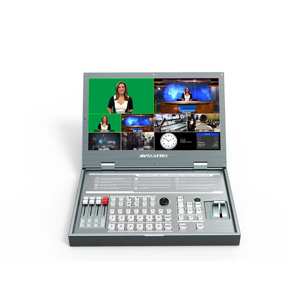 AVMATRIX PVS0615 Best price 6 Channel Portable Live Streaming Mixer HDMI SDI Video Switcher  with Recorder use