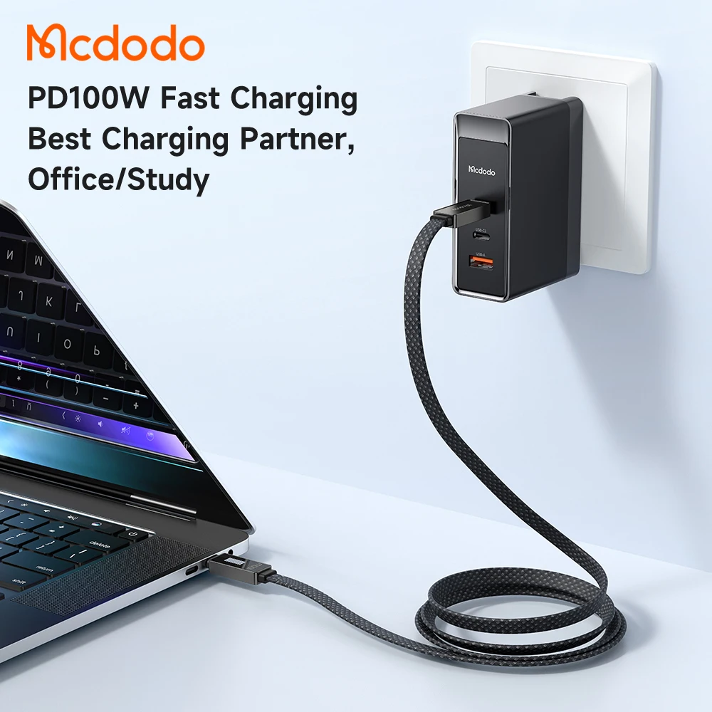 Mcdodo 447 Phone Cable USB C to Type C PD 100W 5A With E-mark LED Rhythm Charging Speed Zinc Alloy USB C Cable for Laptop Chargi