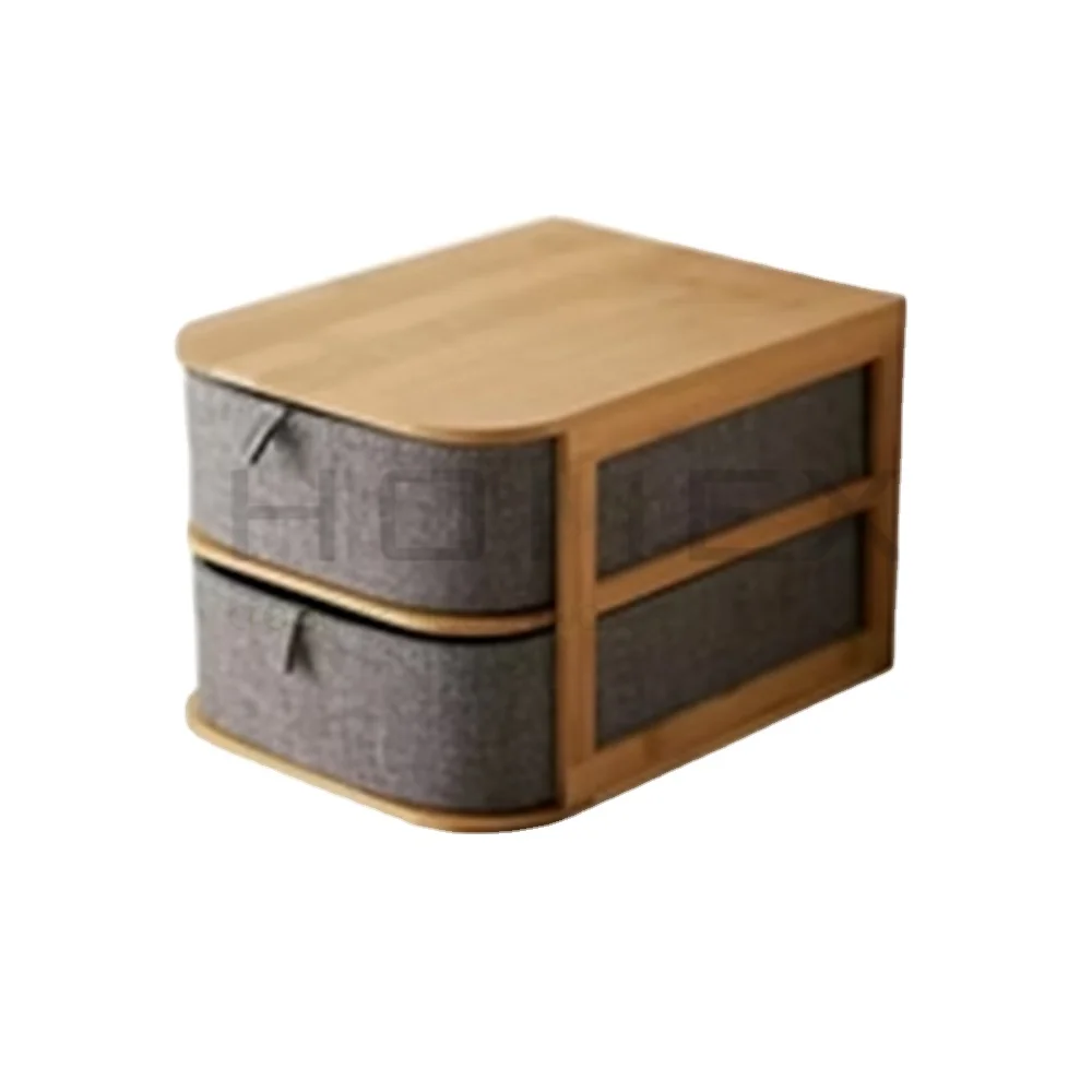 Multi Layer Drawer Bamboo Storage Box Cosmetic Organizer Home Office Organiser