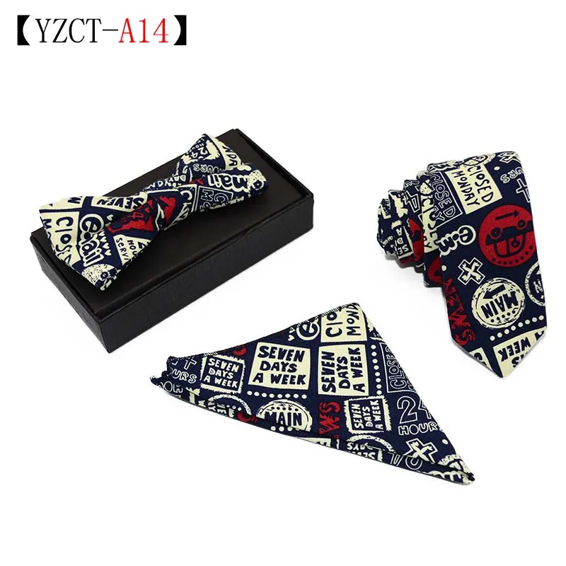  Новейший классический цветочный 100% хлопок индивидуальный тонкий шейный галстук подарочный набор для мужчин