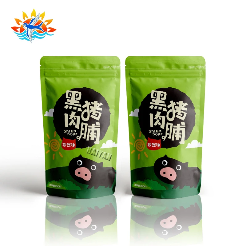 Custom printed stand up dried meat packaging bags pouch