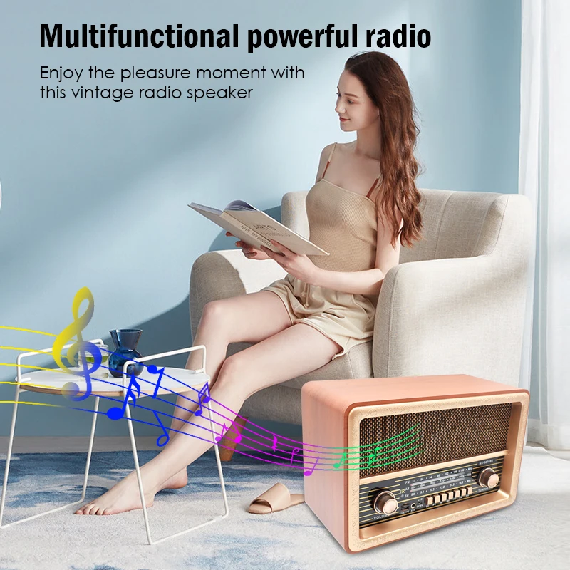 Деревянное винтажное портативное радио AM/FM/SW 3-полосное с USB/TF домашнее громкоговоритель пульт дистанционного управления для дома и на