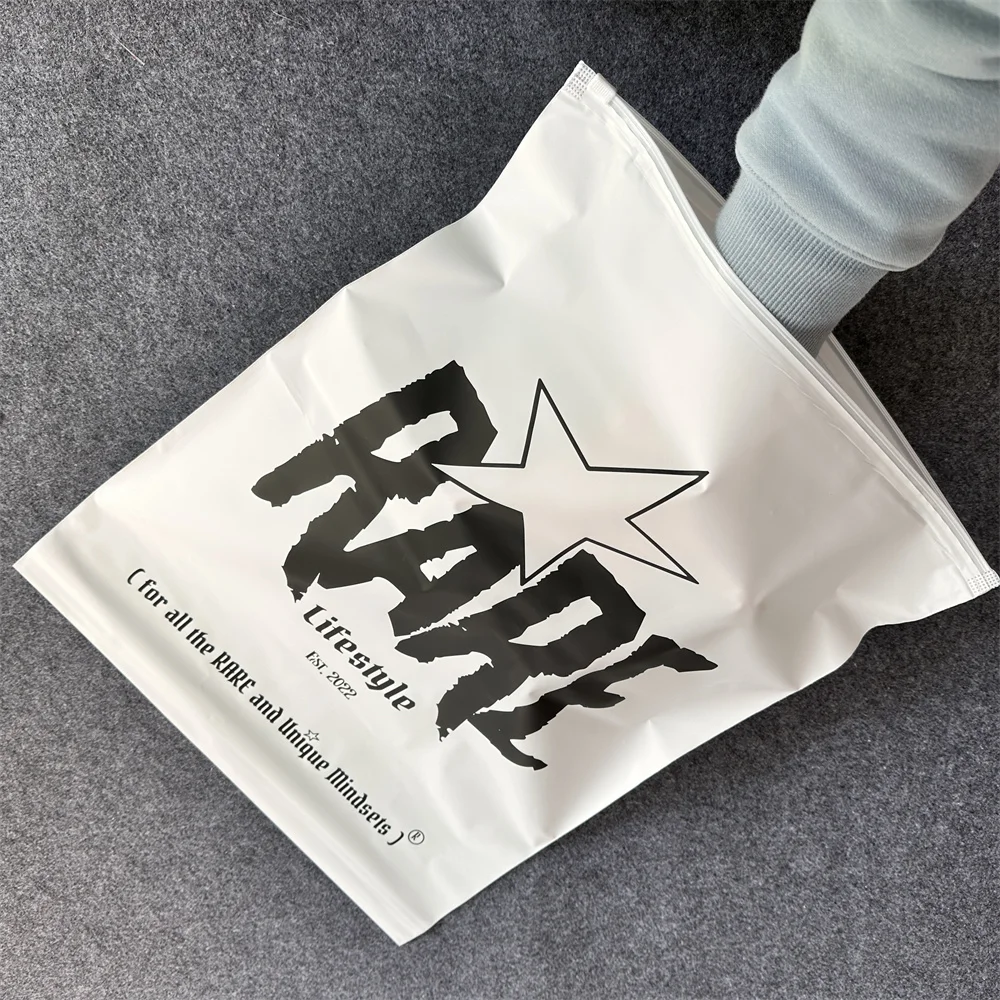 Hot Sale Custom White Plastic Packing Bag Lock Zipper Bags Wholesale Poly Ldpe Frosted Clothing Dress Zip Bag With Logo Printed
