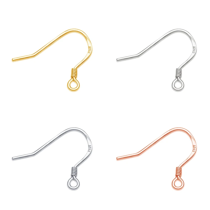 
Wholesale 925 Sterling Silver Basic Silver Wire Earring Hooks DIY Jewelry Drop Earrings Accessories Handmade Gold Plated 
