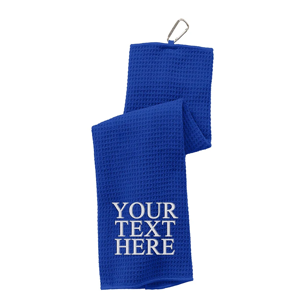 
Custom woven personalized logo embroidered players golf towel magnetic 
