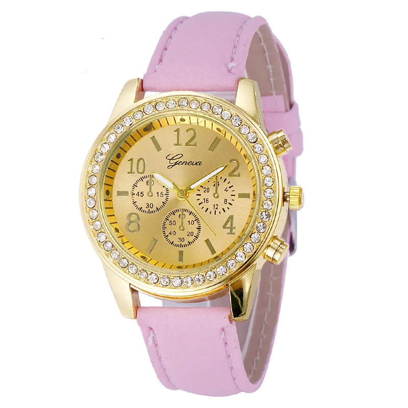 WJ-2781-2 candy colorful Geneva brand with diamonds stylish charming leather women watch
