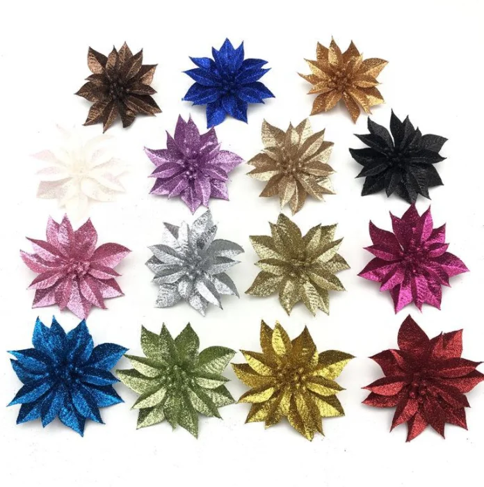 Wholesale Artificial Flower Manufacturers For Christmas Tree Holiday Decoration Poinsettias Artificial Flowers