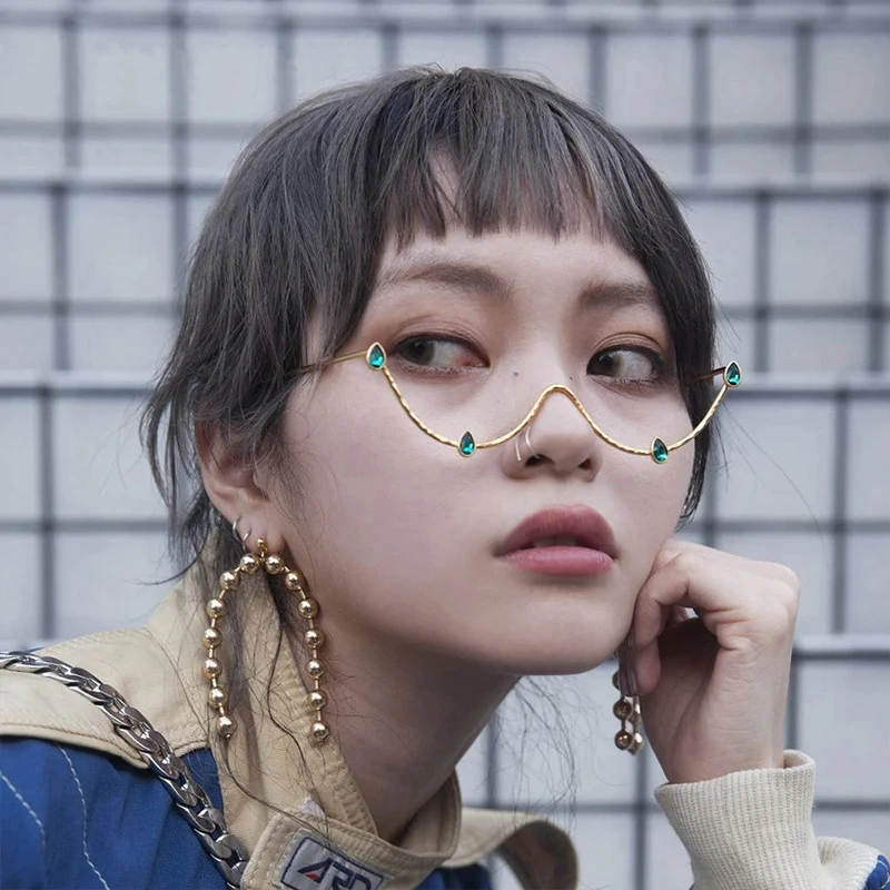 UNOC Newest Handmade Fancy Diamond Decorative Glasses No Lens Rhinestone Decorative Diamond Glasses Frame