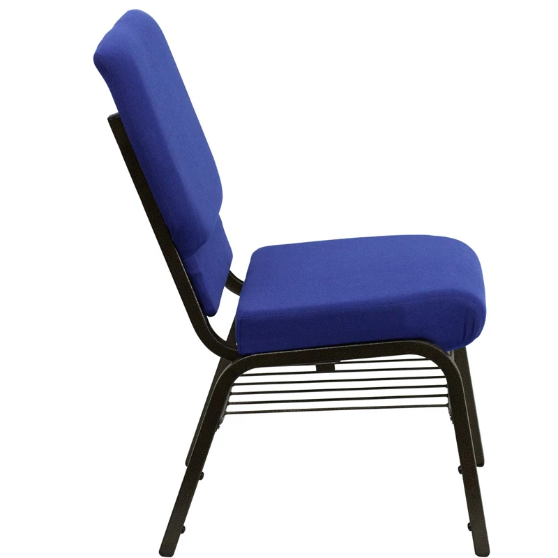 Wholesale High Quality Metal Comfortable Padded Cushion Theater Furniture Used Blue Church Chairs With Book Rack For Church