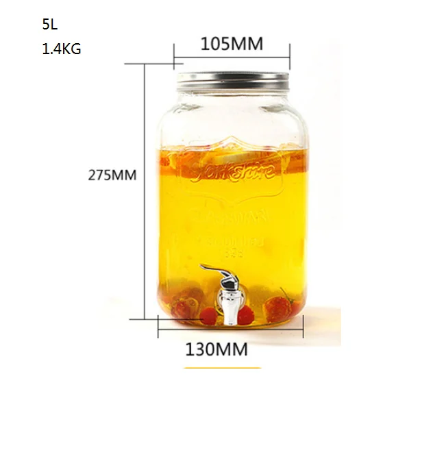 5L 8L beverages fruit juice glass jar bottle with the tap