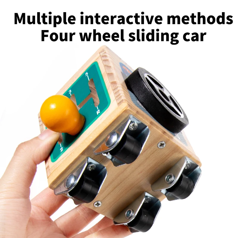 Montessori Early Education Wooden Multifunctional Bus Busy Block Exercise Fine Movement Puzzle toy for children