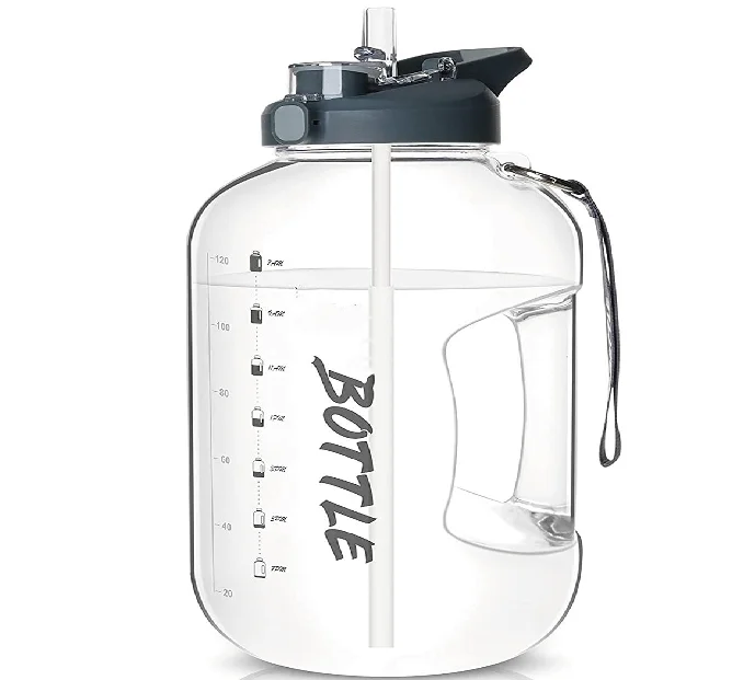 BPA Free 1 Gallon Large Size Water Bottle Hydration With Motivational Time Marker Reminder For Camping Workouts And Outdoor