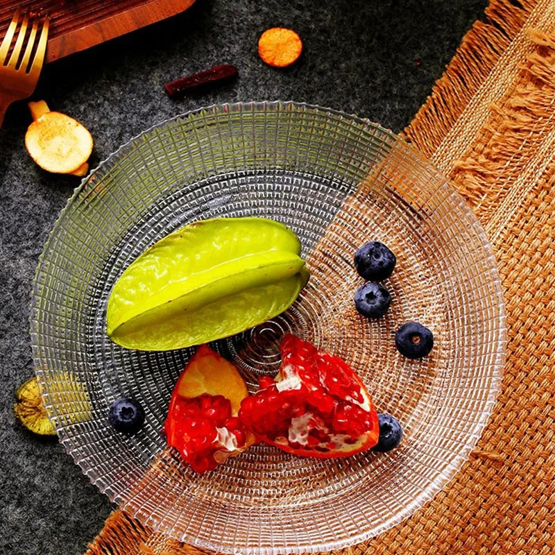 Wholesale Modern Home Decorative Luxury Crystal Footed Glass Fruit Cake Dessert Plate Bowl