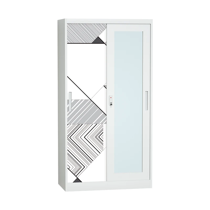 Wholesale Metal Steel Wardrobe Locker Bedroom Storage Clothes Wardrobe Cabinet with mirror