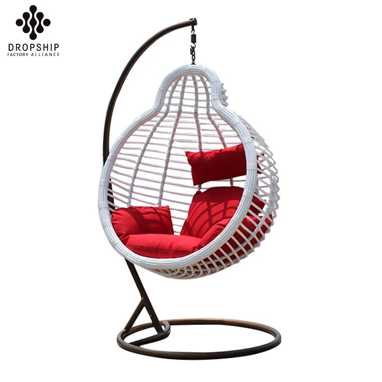 DS-ES0005 2022 factory goos quality indoor garden outdoor wicker rattan double seat hanging egg swing+chair patio swings