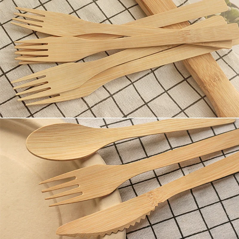 
Wholesale High Quality Biodegradable Flatware Disposable Wooden Bamboo Cutlery Travel Set 170mm 