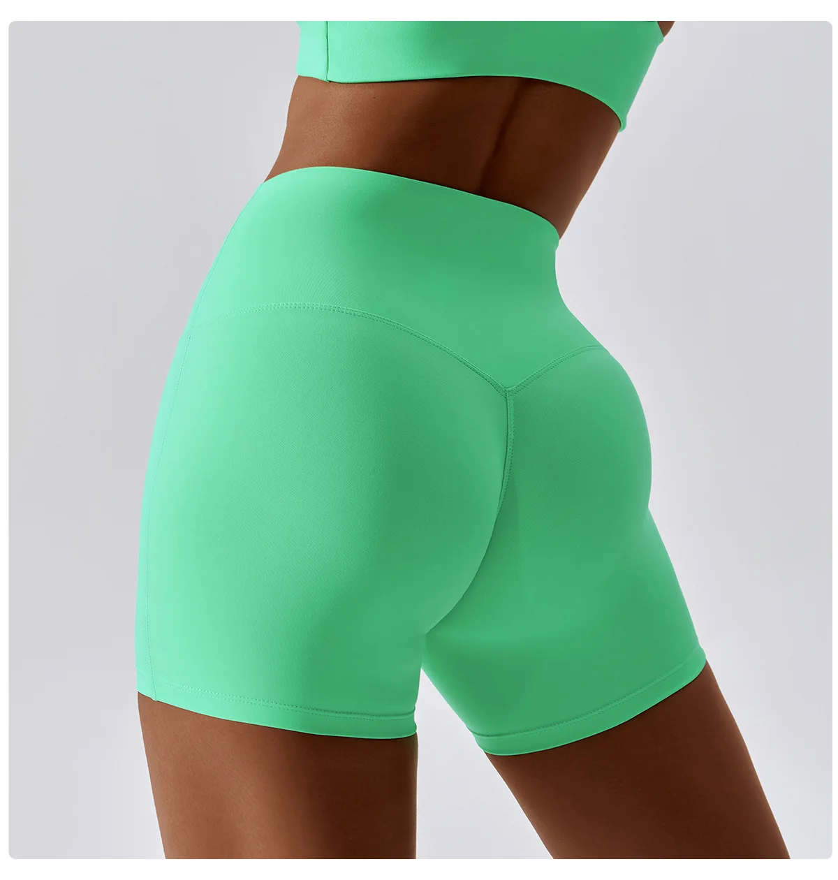 2024 New Pleated Tummy Tuck Exercise Shorts Hip Lifting Seam Yoga Three-Quarter Pants No T-Line Running Fitness Shorts