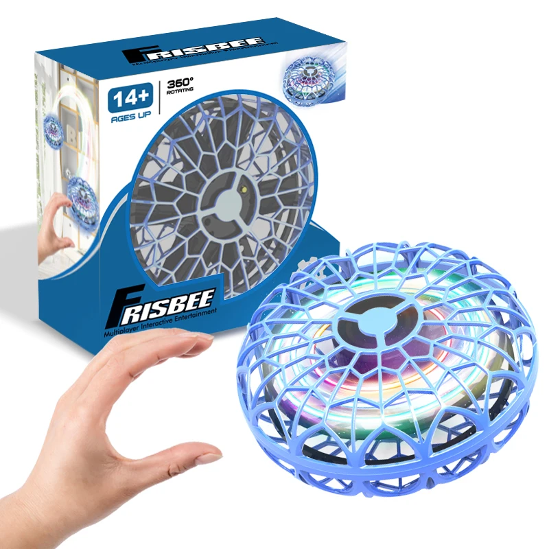 UFO Drone Fidget Flying Spinner for Adult Kids Hand Operated Drones Small Sensor Flying Toy with Rotating LED Lights