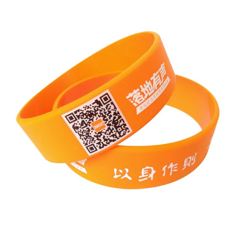 Custom printed QR code silicone wristbands/bracelets