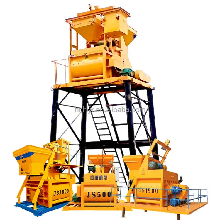 JS Series vertical shaft concrete mixer with self feeding carmix batching dry Cement mortar concrete mixer machine factory price