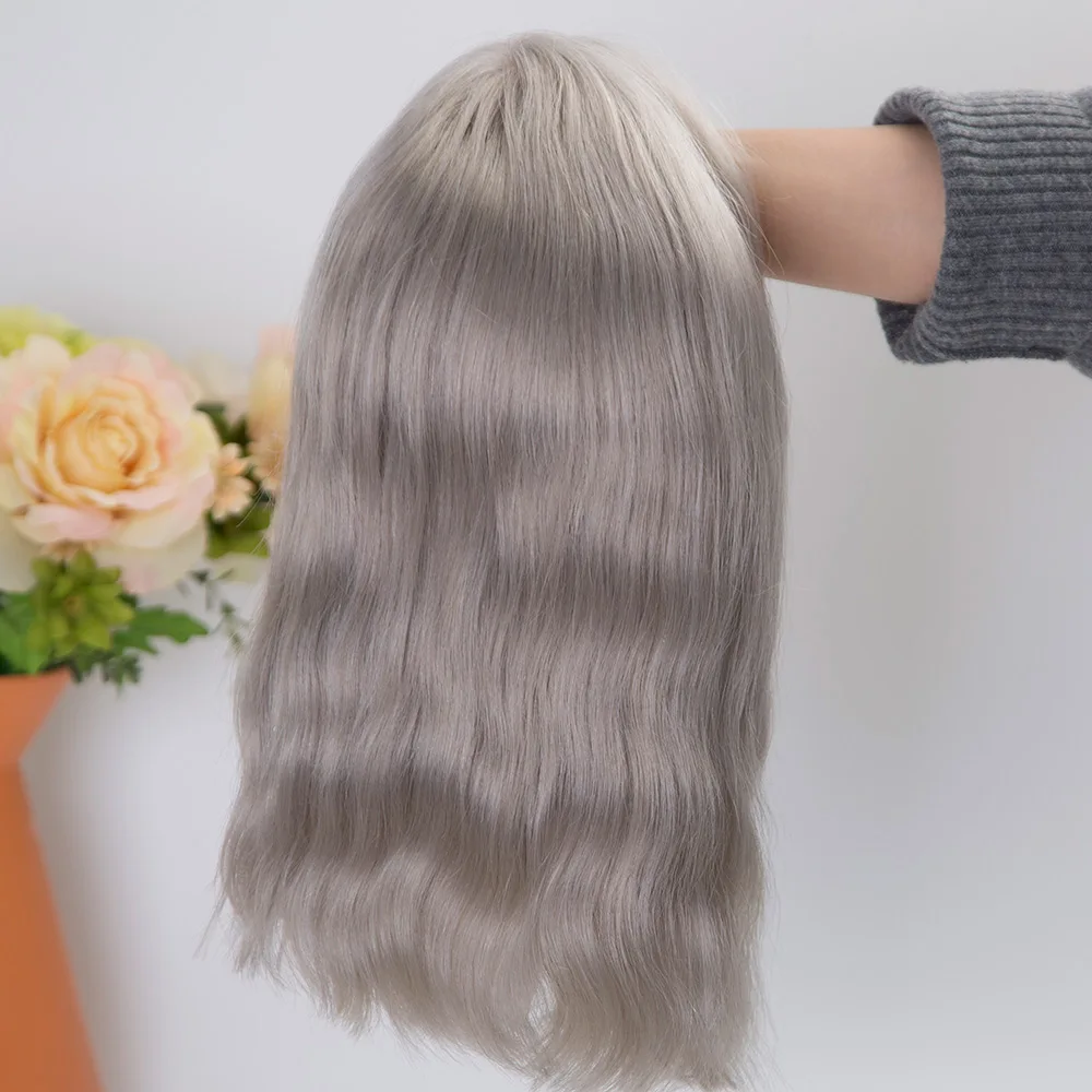grey color lace front wig short bob hair wig full density human hair wig