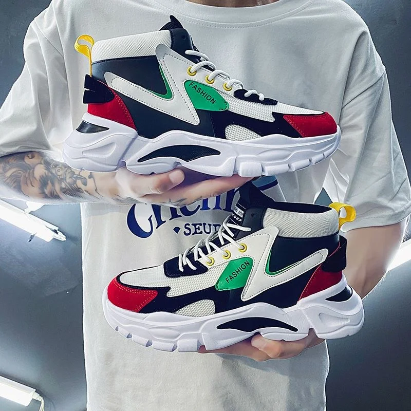 
New design Hot style autumn winter high top sneakers daddy shoes basketball men fashion light weight shoes 