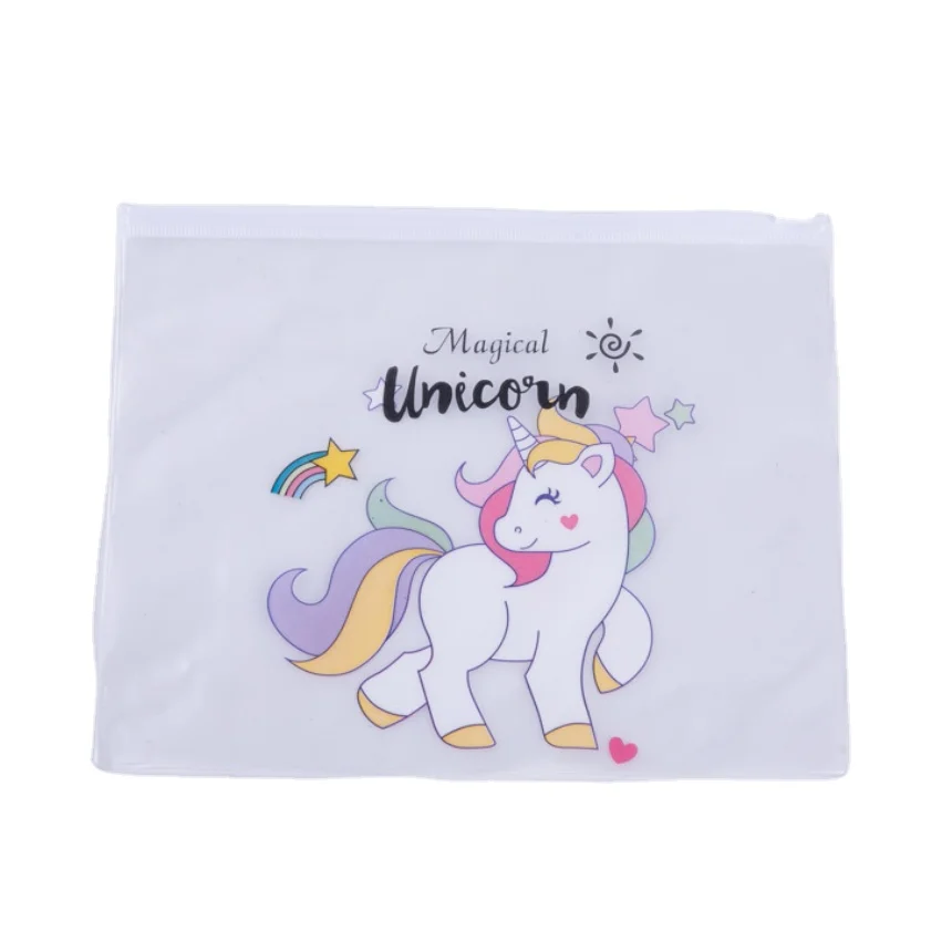 Customize Unicorn File Organizer Plastic Frosted Stationery Bag Designs