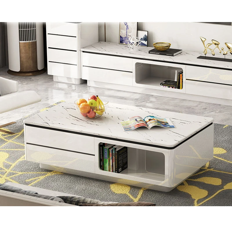 
Coffee table set with drawers china glass modern marble top coffee table 