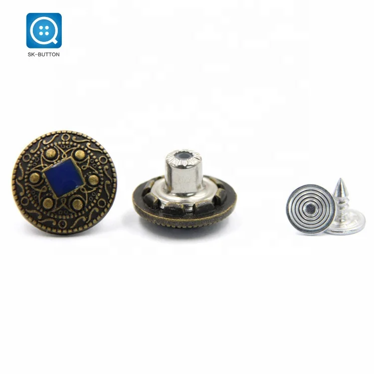 Factory direct sales customized logo copper zinc alloy jean metal jeans buttons men wholesale jeans button