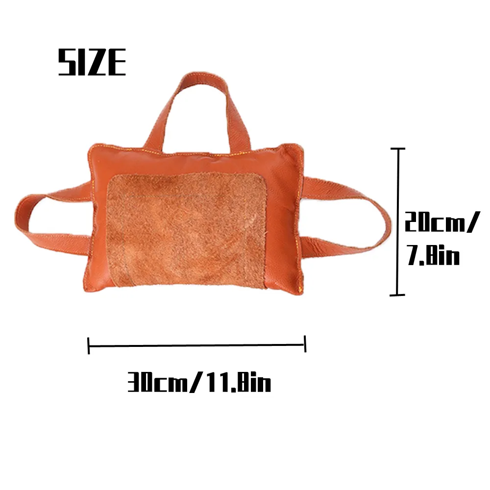 Durable Leather Bite Pillow for German Shepherds and Malinois Training, Heavy-Duty Dog Bite Toy with Three Handles