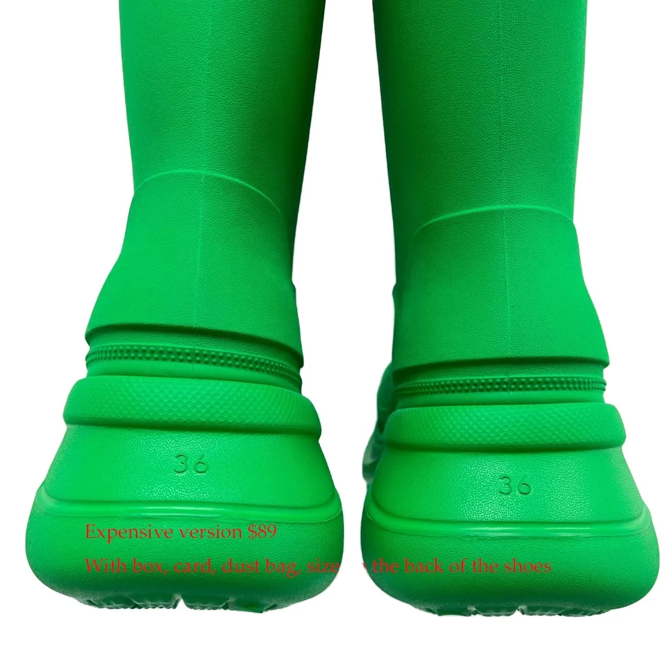 Size35-45 Fashion Flat Fashion Platform Knee High Boots For Women Designer Heel Increasing Jelly Color Rain Croc Boots For Women