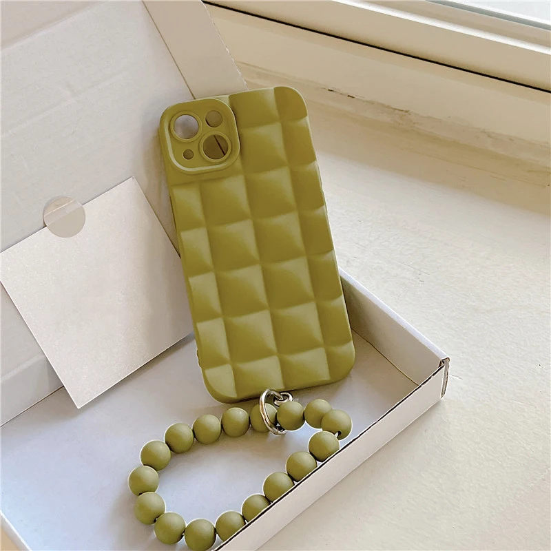 Lattice Woven Pattern Cold Color Series Tpu Phone Case For Iphone 13 14 Pro Max Solid Color Cover
