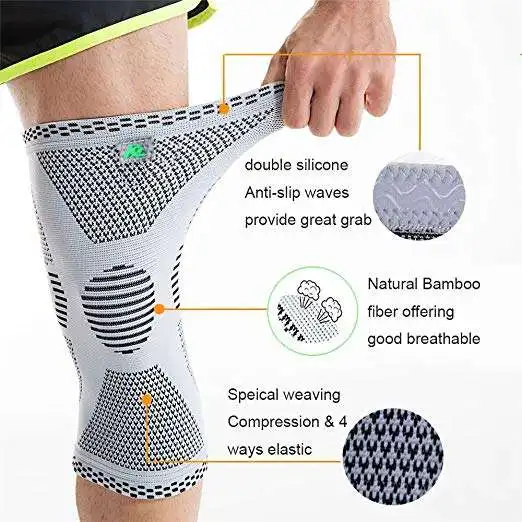 Kangda 3D nylon elastic knitting compression knee brace support