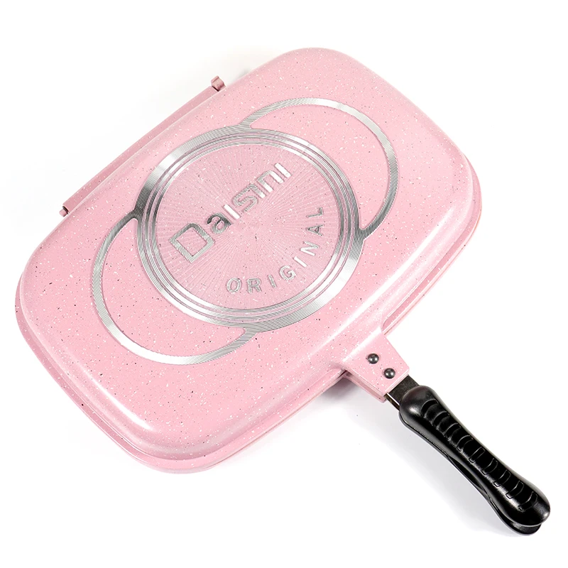 
 Сковорода двухсторонняя антипригарная, 40 см, с мраморным покрытием, розового цвета  