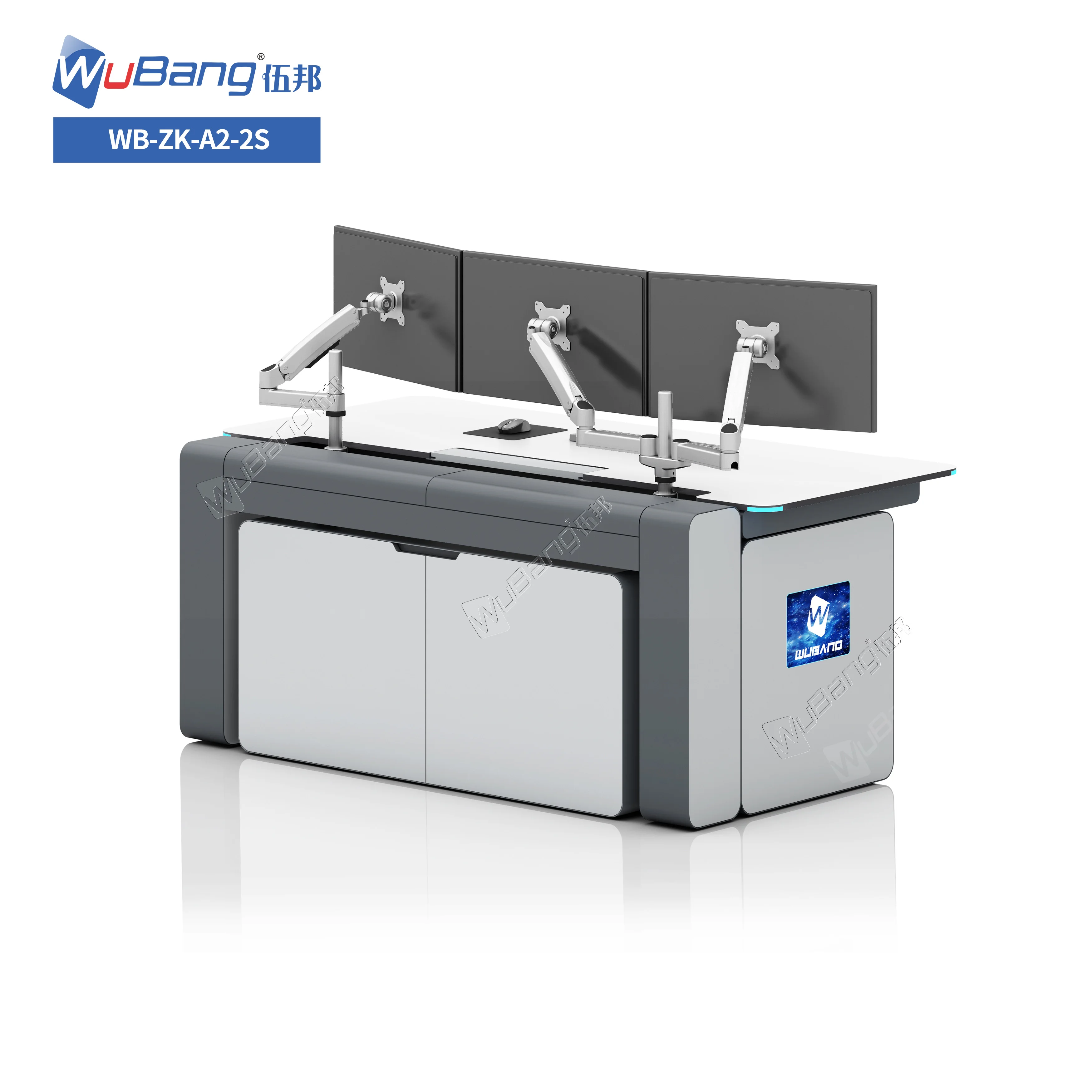 Security System Integration Control Room Furniture Dual Motor Sit Stand Monitoring Workstation