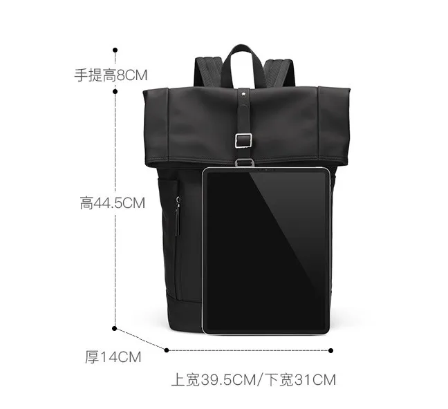 High Quality Factory Custom Logo Unisex Shoulder Leather Waterproof Simple Design USB Business Travel Laptop  Roll Top Backpack