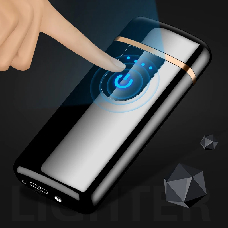Creative Gift Double Arc Plasma Lighter Smart Fingerprint Sensor Cigarette Lighters
