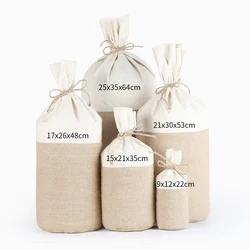 Customized OEM drawstring bag cotton canvas drawstring wine bag printed canvas rice bag