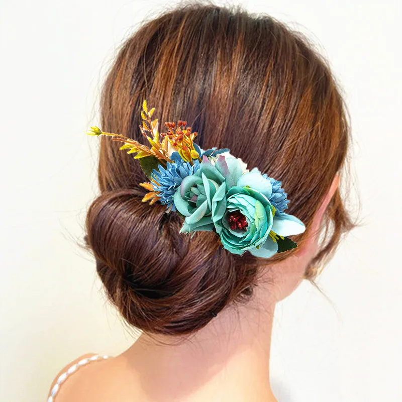 Морские праздничные аксессуары для волос гребень с искусственными цветами свадебные розы искусственные цветы головной