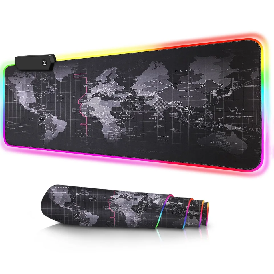 Hot Sale 300*800mm World Map Mouse Mat New Design Gamer Computer Large Led Mousepad XXL Custom Gaming RGB Mouse Pad