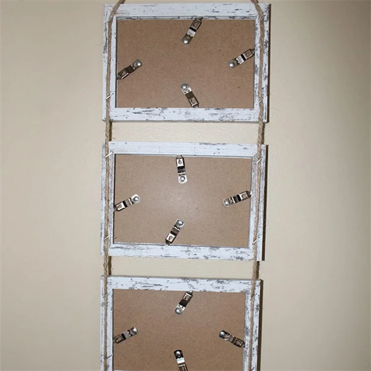 Collage With 8 Opening Distressed White Frames Wooden Wall Hanging Home Decor Wall Collage Picture Photo Frame Set