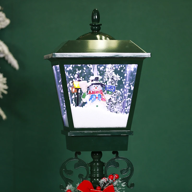 Christmas Decoration Christmas Snowman Post Lamp lovely Red Bird Cardinals Christmas snowing lamp post with Musical Playing